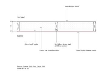 Magply timber frame wall PIR 2D plan